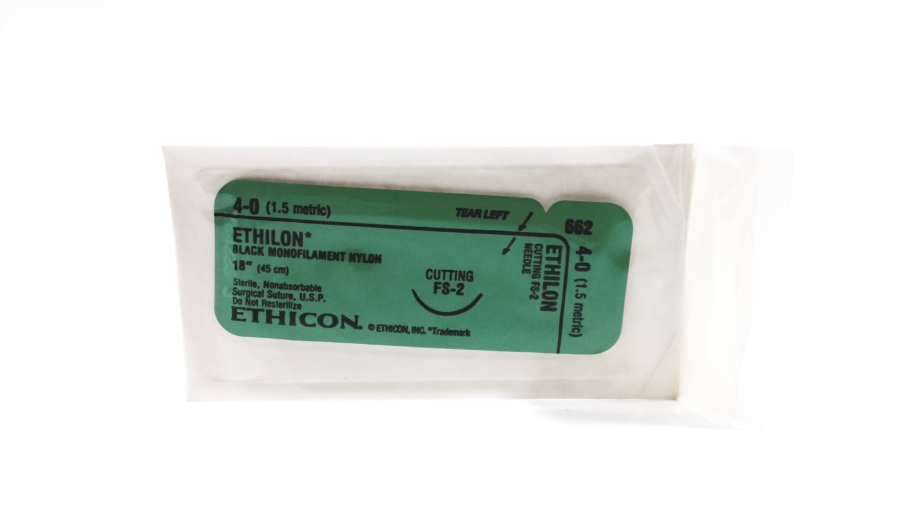 Ethicon Ethilon* Black Monofilament Nylon, Cutting FS-2 Needle