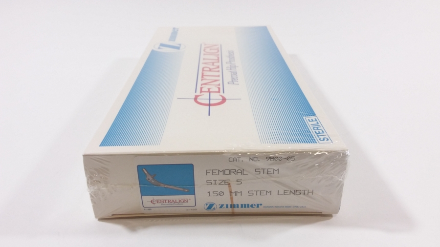 Zimmer Centralign Prect Hip Femoral Stem, Size 5, 150 mm L Strl