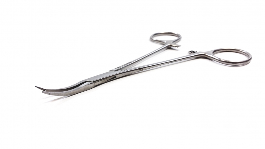 Tiemann Interlacing Tendon Forceps, Curved 6&quot;