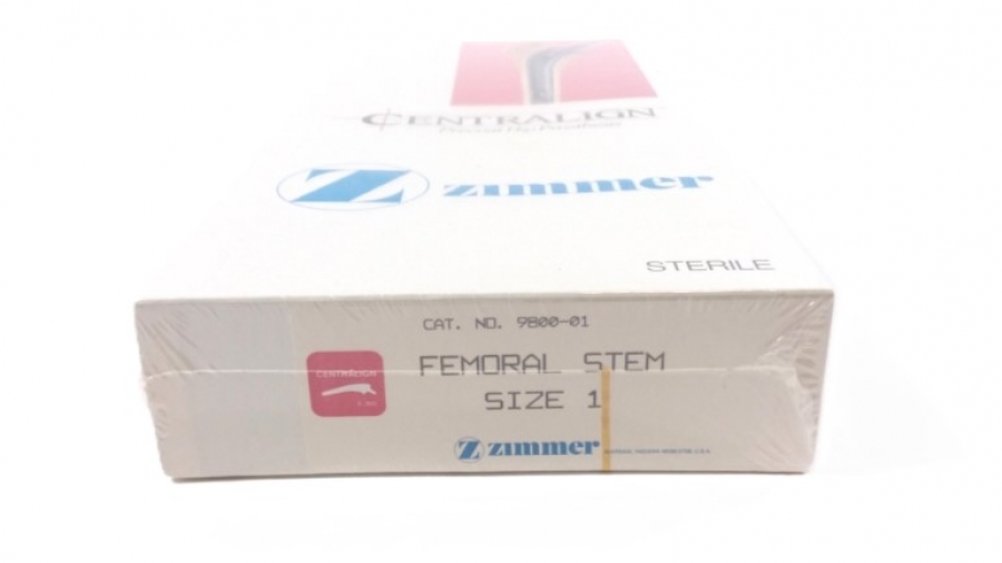 Zimmer Centralign Prect Hip Femoral Stem, Size 1, 105 mm L Strl