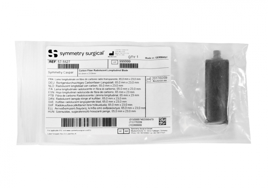 Symmetry Caspar Longitudinal Radiolucent Carbon Fiber Blade, 65 mm x 23 mm