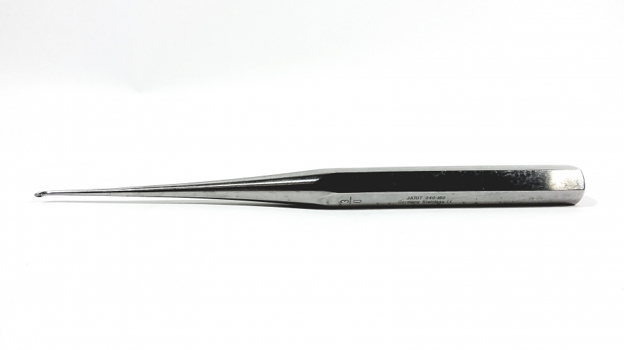Jarit Bruns Oval Curette, Solid Hexagonal Handle, Size 3-0