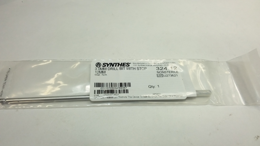 Synthes 3.0 mm Drill Bit With Stop 12 mm