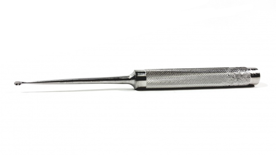 Jarit Cobb-Type Oval Cup Curette, Hollow Knurled Handle, Straight, Size 2