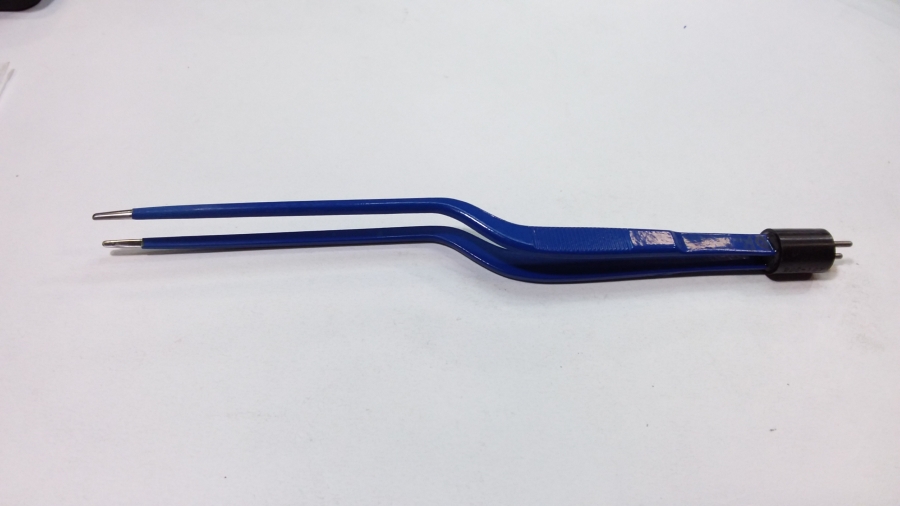 Jarit Cushing Bipolar Forceps, 7 1/4&quot; (184mm) 2.2mm Tip, Bayonet Shaped, Insulated