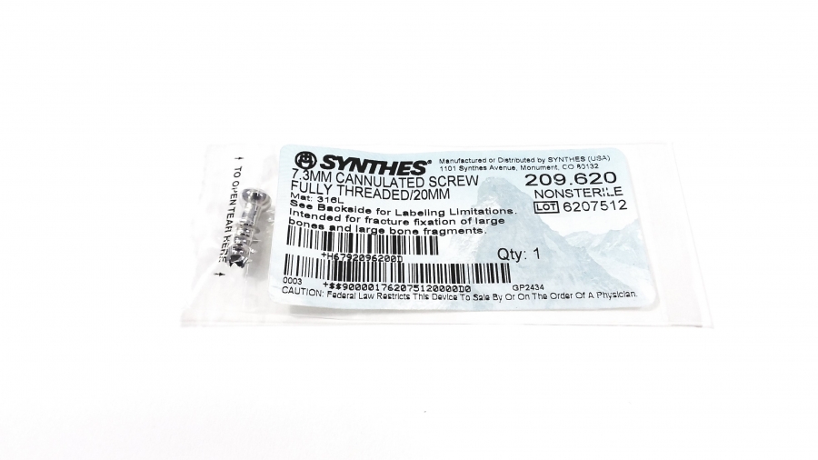 Synthes 7.3mm Cannulated Screw Fully Threaded 20mm