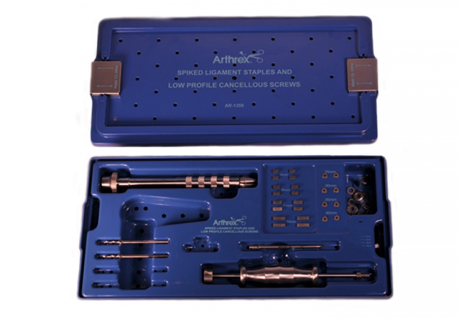 Arthrex Spiked Ligament Staple and Low-Profile Cancellous Screw Set