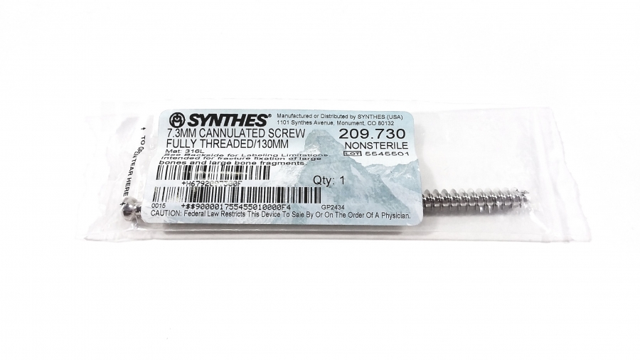 Synthes 7.3mm Cannulated Screw Fully Threaded 130mm