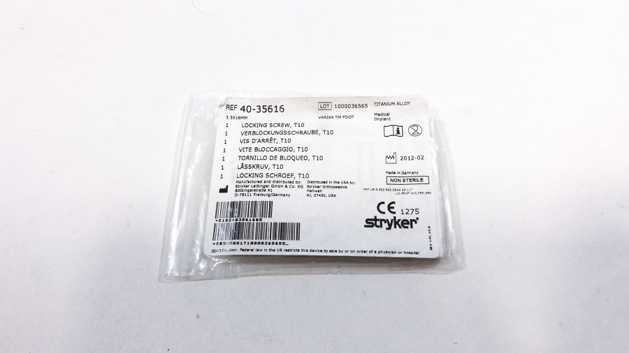 Stryker 3.5mm Locking Bone Screw 3.5x16mm